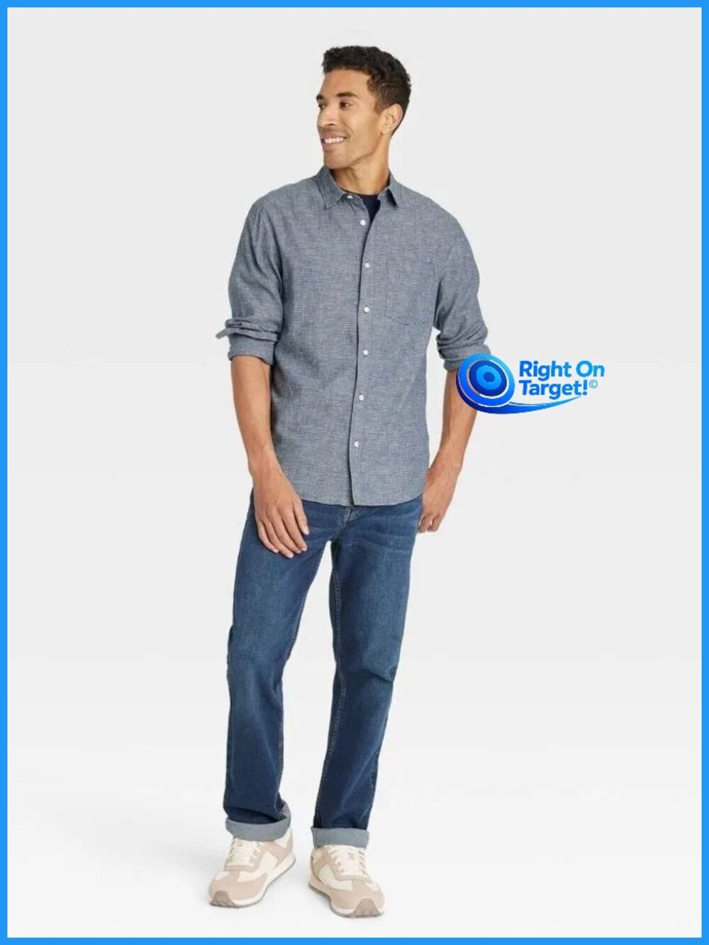 Medium - Mens Long Sleeve Collared ButtonDown Shirt - Goodfellow Co - Navy Blue - Picture 4 of 6